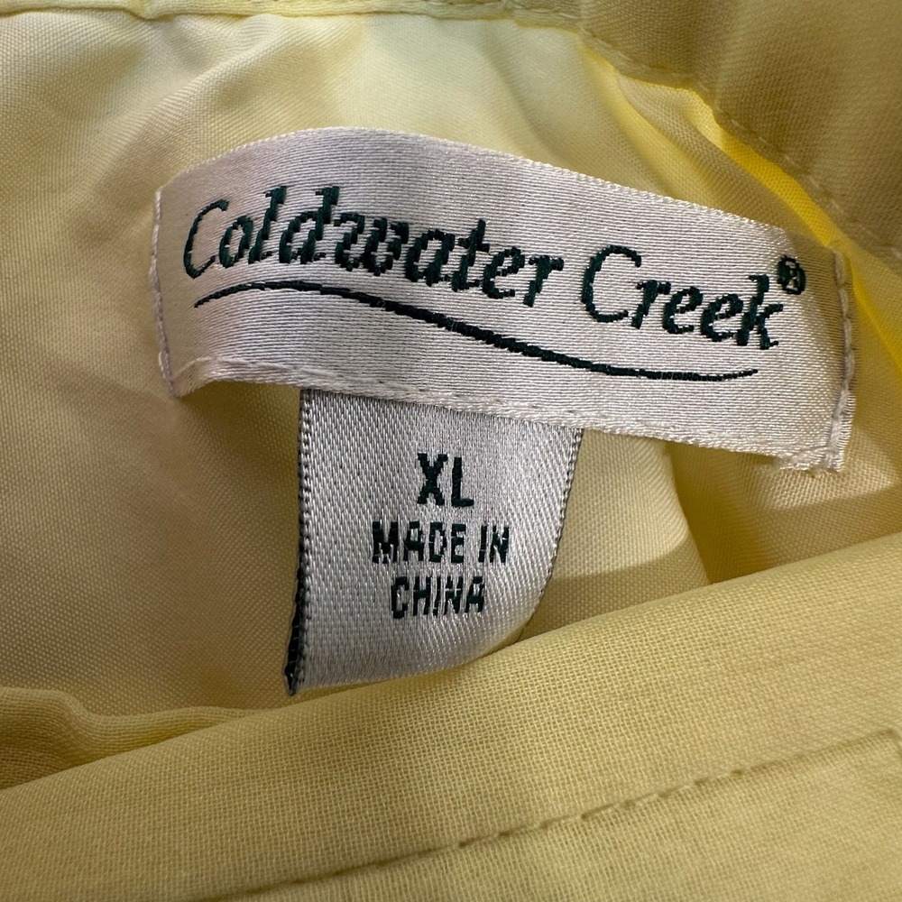 Coldwater Creek Yellow Floral Chiffon Pleated Midi Skirt XL Watercolor Print - Picture 3 of 8